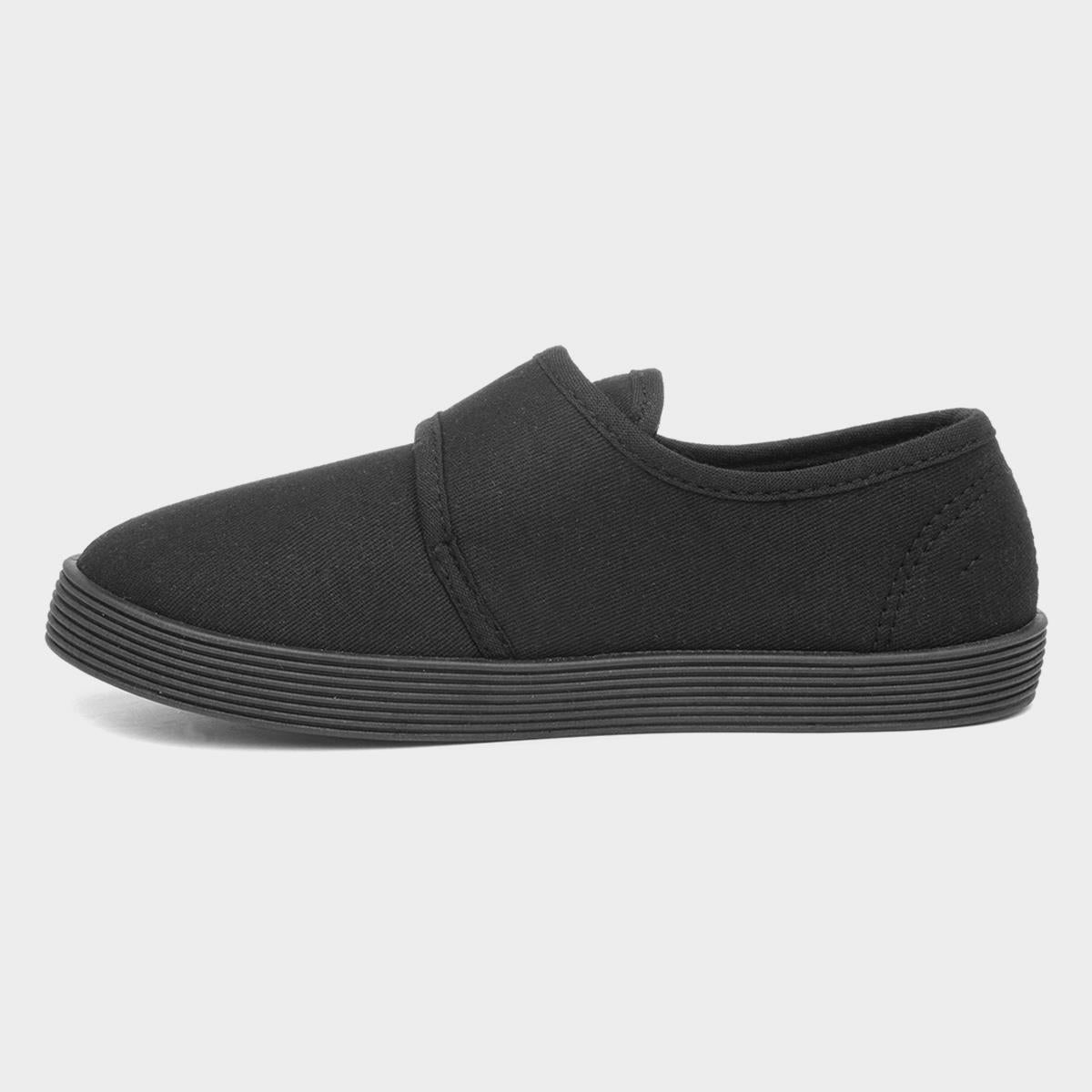 School/PE/Sports Velcro Tie Plimsolls Unisex Black