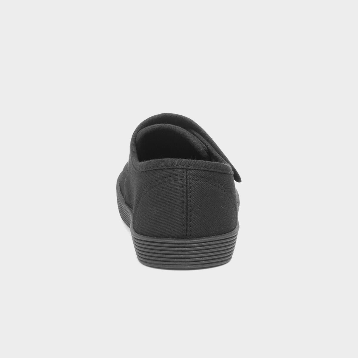 School/PE/Sports Velcro Tie Plimsolls Unisex Black